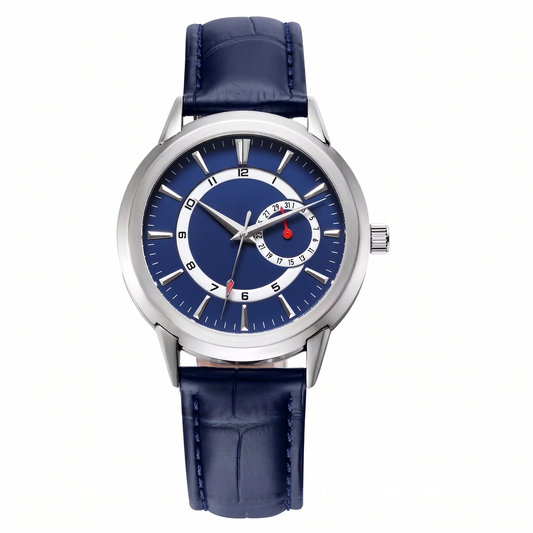 Stilvolle Armbanduhr mit blauem Zifferblatt und Datumsanzeige