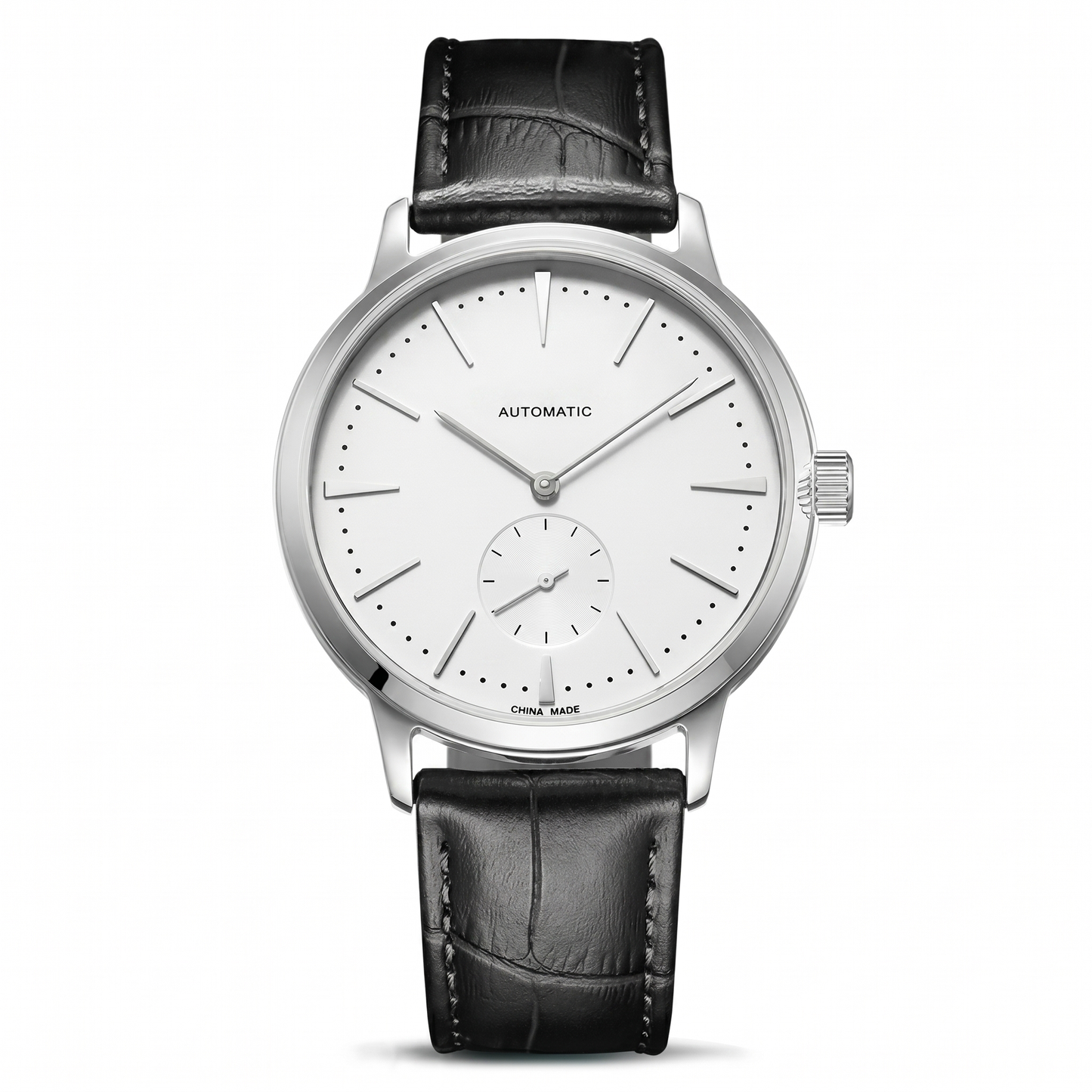 Elegante Armbanduhr mit weißem Zifferblatt und klassischem Design