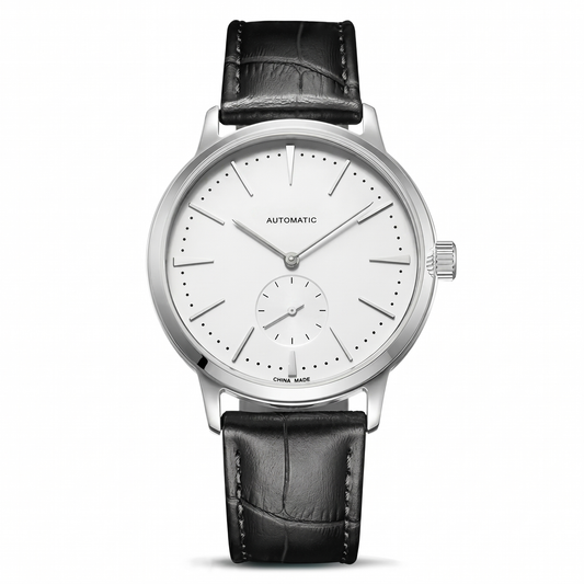 Elegante Armbanduhr mit weißem Zifferblatt und klassischem Design